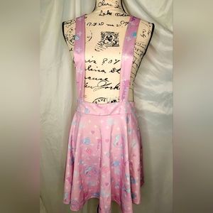 Pastel Pink anime suspender skater skirt size  L